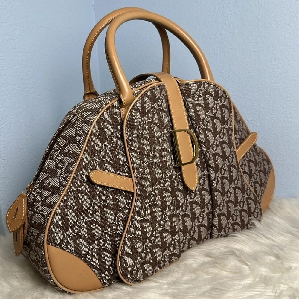 💯Authentic  Christian Dior Double Saddle Diorissimo Canvas & Beige Leather🍀